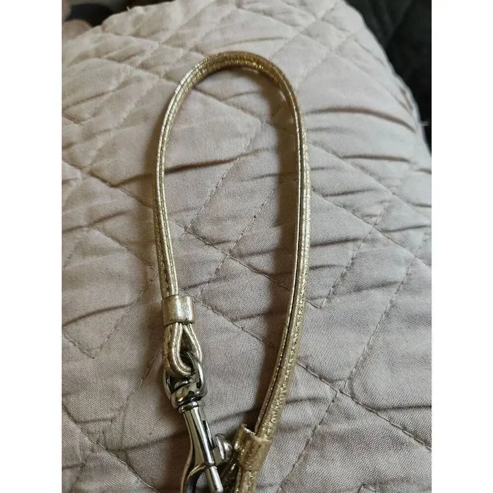 Coach Poppy Wristlet — Gold Silver and Khaki with lavender interior
